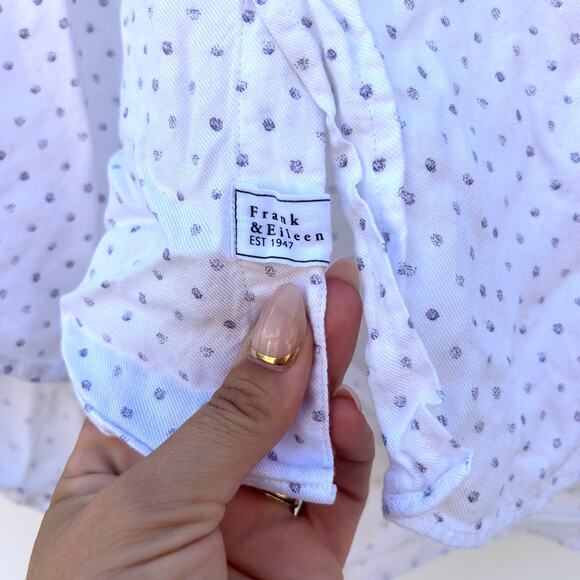Frank & Eileen Modal White Polka Dot Button Down Eileen XS Shirt - Picture 6 of 7